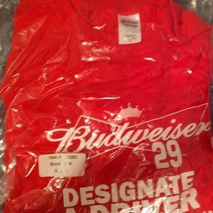 BUDWEISER Men's Beer Designated Driver Red Shirt size Large NEW RARE